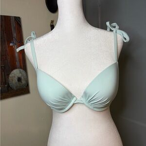 Aerie Green Swim Bra with Molded Cups and Bow Tie Straps